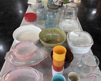pyrex, corningware, tupperware, vintage jars