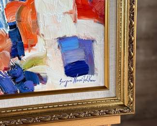 “Ephemeral Crowd”, an original oil on canvas by listed artist, Serguei Novitchkov. Measures in the frame, 24.25” H x 28.5” W. Signed lower right and again with title on the verso. Accompanied with a certificate of authenticity from the artist. Novitchkov (1969-) was born in Moscow, Russia and graduated from the St. Petersburg Academy of Arts with a degree in “Painting and Composition” under the guidance of Professor Alexey Nikolaevich Sukhovetsky, a people’s artist of the Russian Federation. Serguei’s paintings are primarily dedicated to landscape art, often characterized by romantic, lyrical, and abstract themes, as well as genre painting. For many years, he has actively participated in both online and in-person exhibitions. Since 2000, he has lived and worked in Los Angeles, California.

