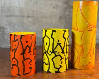 This lot features three (3) original mixed media works of art by listed artist, Howard Hack. The largest measures, 11” H. Howard Edwin Hack (July 6, 1932 – June 11, 2015) was an American representational painter and graphic artist, with works in numerous museum collections. Known for an innovative approach to a variety of media, as well as use of traditional oil paints, Hack began working in the late 1940s.

