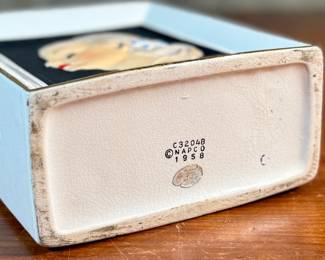 This lot features a vintage Napco Lady Head Vase (or wall pocket) from around 1958. These items were manufactured in Japan by the National Potteries Corporation (Napco) and were popular home decor items in the 1950s and 1960s. This vase measures, 6.5” H x 5.25” W x 2.75” D and is in very good condition.

