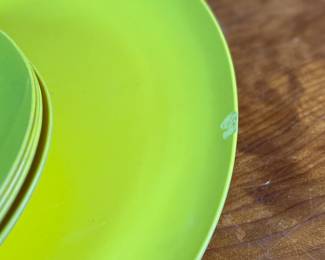 This lot features a collection of vintage pastel dinner plates and bowl by various designers including Heller Design, Oneida, & more. All appear to be in good condition with the exception of one chip in a plate shown in photos.

