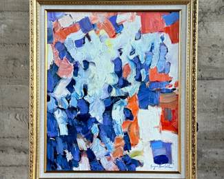 “Ephemeral Crowd”, an original oil on canvas by listed artist, Serguei Novitchkov. Measures in the frame, 24.25” H x 28.5” W. Signed lower right and again with title on the verso. Accompanied with a certificate of authenticity from the artist. Novitchkov (1969-) was born in Moscow, Russia and graduated from the St. Petersburg Academy of Arts with a degree in “Painting and Composition” under the guidance of Professor Alexey Nikolaevich Sukhovetsky, a people’s artist of the Russian Federation. Serguei’s paintings are primarily dedicated to landscape art, often characterized by romantic, lyrical, and abstract themes, as well as genre painting. For many years, he has actively participated in both online and in-person exhibitions. Since 2000, he has lived and worked in Los Angeles, California.

