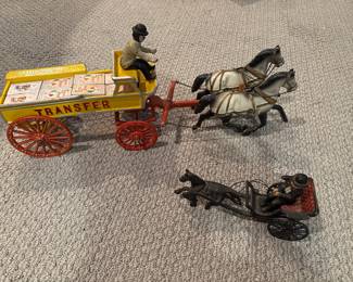 cast iron horse-drawn  wagon toys