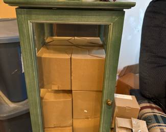 Winterthur miniature floral teapots (11 total) and custom display cabinet.  Never displayed.