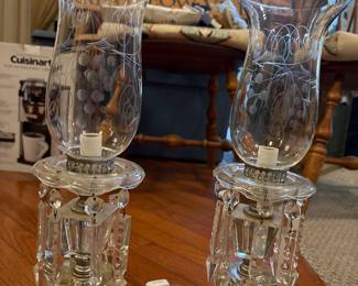 Pair Vintage Crystal Lamps, recently wired 