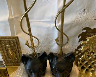 Vintage Virginia Metalcrafters Wolf Head doorstops!!