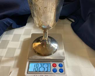 Stieff sterling silver goblet with engraving on the bottom