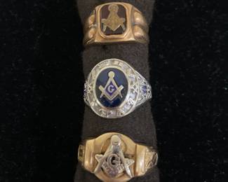 Men’s 10KT gold rings. Top ring 6.0 grams, middle ring 10.97 grams, bottom ring 6.74 grams