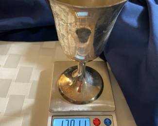 Stieff sterling silver goblet with engraving on the bottom 