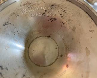 Stieff sterling silver goblet with engraving on the bottom