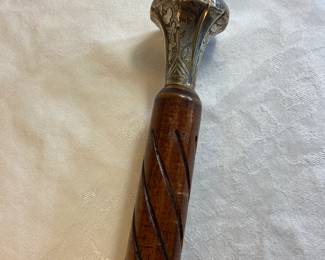 Vintage sterling silver handle on wooden walking stick