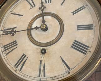 Antique carved walnut Eastlake-style vase with glass front long-drop wall clock, works perfectly.  Believed to be an E. N. Welch “Sembrich “ wall clock from Connecticut