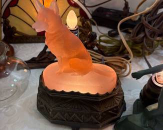 Vintage glass dog lamp