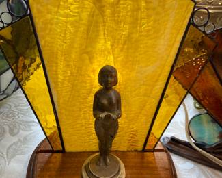 Art Deco slag glass lamp