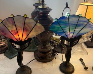 Gorgeous Art Deco slag glass lamps