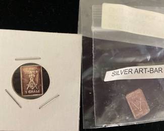 Mason silver bars, 1 gram each