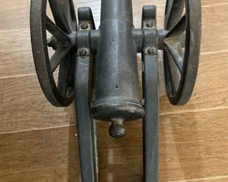 24” long x 11” tall x 11” wide VERY heavy Civil War cannon, marked “BRUISER”, has been shot!