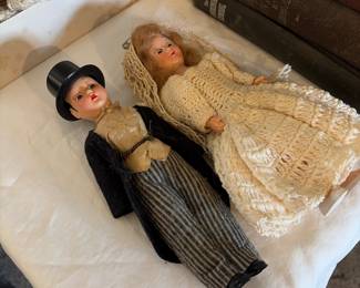 Vintage bride and groom dolls