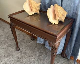 Side table with glass