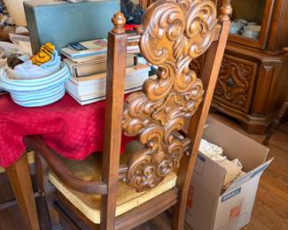 Ornate dining chairs with table