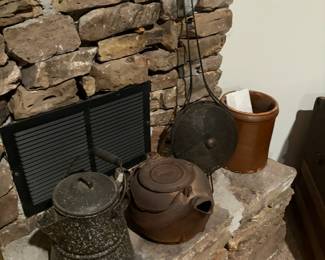 Antique crocks and kettles