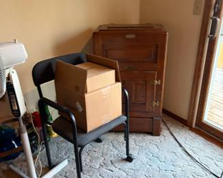 Icebox, storage cabinet, office chair