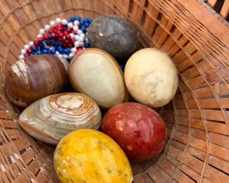 Onyx and polished stone eggs