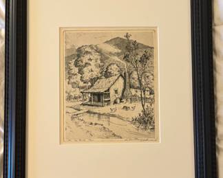 'Nr. (near) Mt. LeConte  - by L. von Dreckel (?) Etching