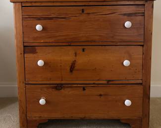 Primitive 3 Drawer Pine Chest