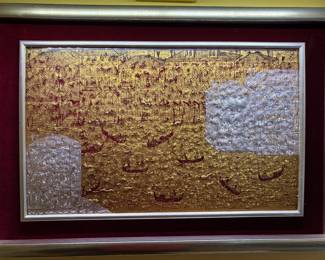 Beautiful  Collage Depiction of Venice (?) Under bubbly glass - quite interesting