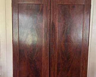 Mahogany Burl Front Armoire - such great storage