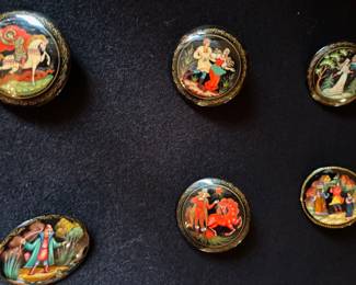 Collection of Russian Lacquer Brooches -Fairy Tale