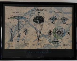 'The Parachute' framed print - historic diagrams