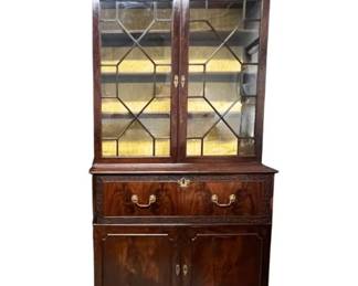 Georgian mahogany secretary with bookcase top