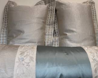 Trio of custom decorative pillows for king bed