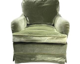 Velvet olive green club chair, comfy!