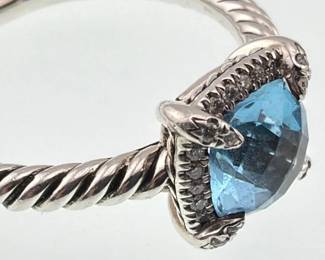 David Yurman topaz and sterling and diamond ring