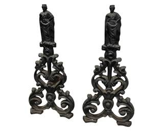 Pair of cast iron Cleopatra andirons