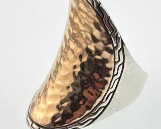 John Hardy sterling, 18kt saddle style ring