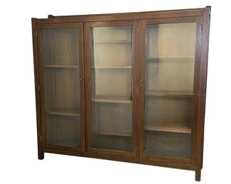Arts and Crafts three section glass front bookcase