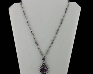 Peruzzi Italy sterling necklace with amethyst pendant
