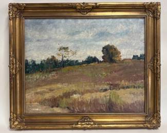 Lovely framed original unsigned Impressionist style landscape oil on canvas