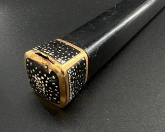 Ebony walking stick with brass enameled end cap