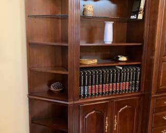 4		Thomasville Wall unit brown wood - 
100.00	12corner cabinet s 17W X 17D X 80H
$150 each	2 bookshelve with cabinet  36W X 16D X80H
$150 each	1 cabinet with tree drawers  39W X 22D X 80H -BUY ALL FOR $600
