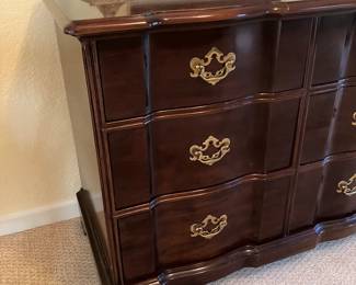 7	- $1075	Henredon (Collection name) large dresser with 2 mirrors  &  2 night chests 3 drawers 
