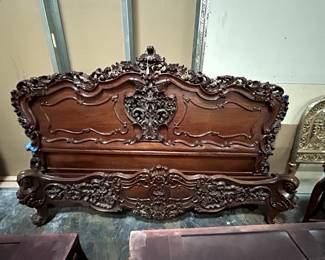 Antique Bed Louis XVI French Mahogany Luxurious Ormolu Accents Brass
