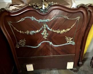 Antique Bed Louis XVI French Mahogany Luxurious Ormolu Accents Brass