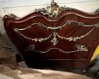 Antique Bed Louis XVI French Mahogany Luxurious Ormolu Accents Brass