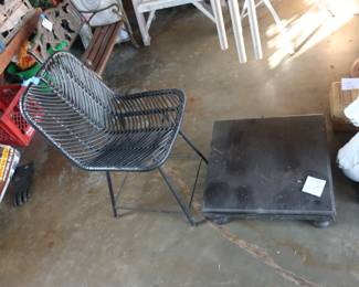 iron chair in garage