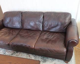 Brown leather sofa